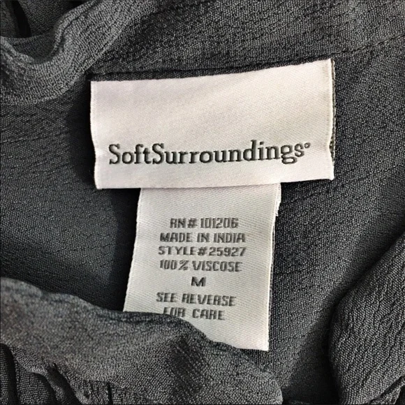 Soft Surroundings Gray Pintuck Floral Embroidered Tunic Blouse M - Picture 5 of 7